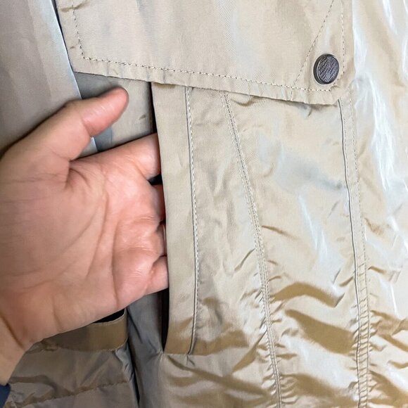 Cole Haan Womens Packable Hidden Hood Iridescent Trench Raincoat Jacket Womens L - Picture 12 of 15